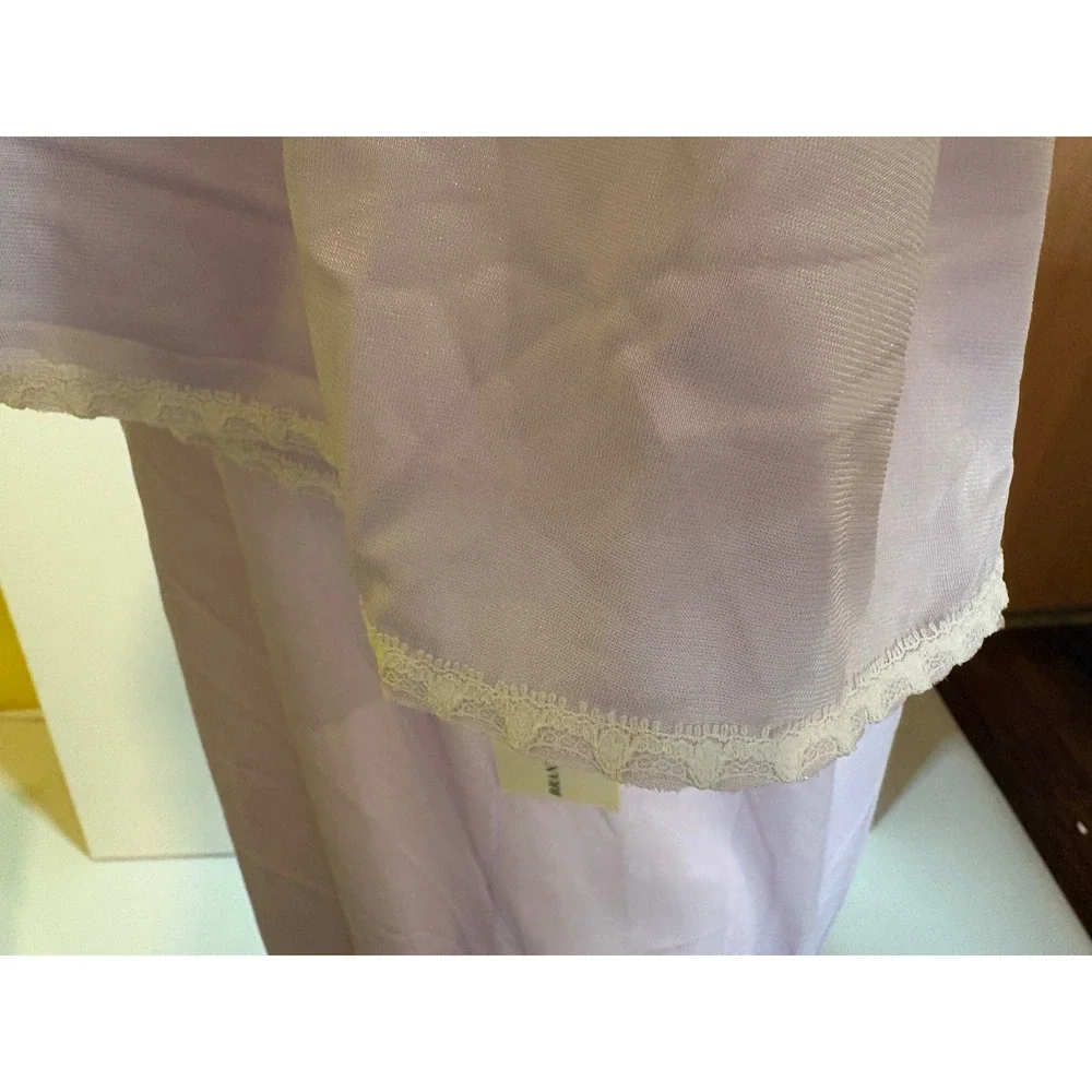 Aria Nightgown Large L NWT Vintage Style Purple Pastel Floral Embroidered Satin